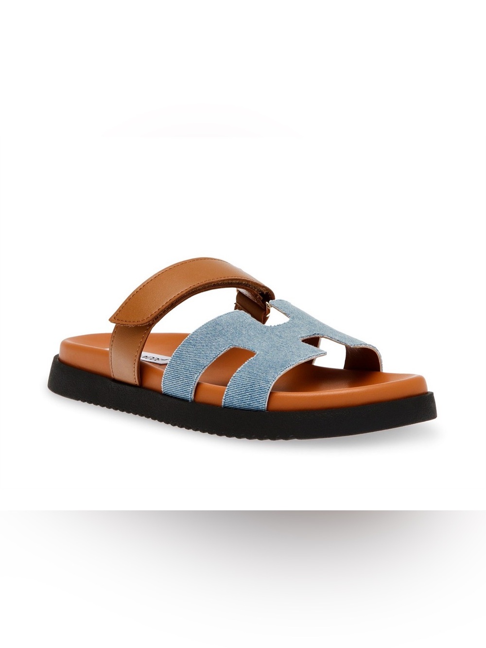 WOMEN'S MAYVEN-CN CHUNKY SLIDE SANDAL BROWN & DEMNIM SLIP ON 8.5M